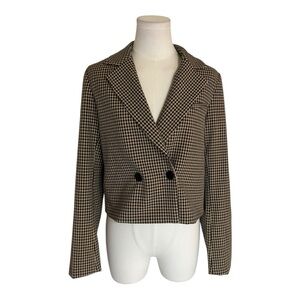 HOUSE OF HARLOW 1960 Houndstooth Cropped Blazer Jacket Casual Work Size XS Party